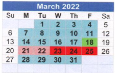 District School Academic Calendar for T S Morris Elementary School for March 2022