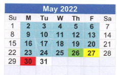 District School Academic Calendar for T S Morris Elementary School for May 2022