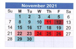 District School Academic Calendar for T S Morris Elementary School for November 2021