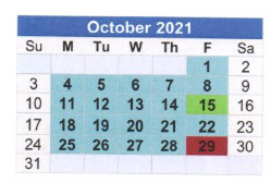 District School Academic Calendar for T S Morris Elementary School for October 2021