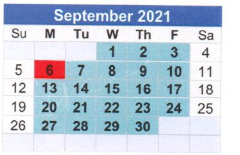 District School Academic Calendar for Davis Learning Center-beep for September 2021