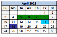 District School Academic Calendar for Moody Middle for April 2022