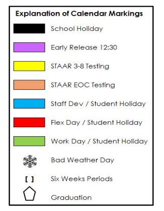 District School Academic Calendar Legend for Mt Vernon Intermediate