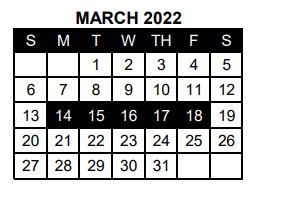 District School Academic Calendar for Mt Vernon Elementary for March 2022
