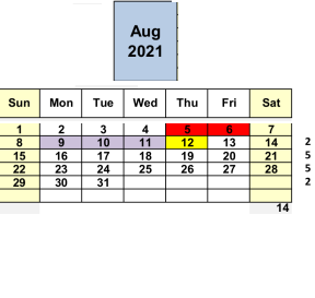 District School Academic Calendar for Wren Avenue Elementary for August 2021