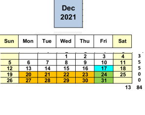 District School Academic Calendar for Horizons Alternative for December 2021