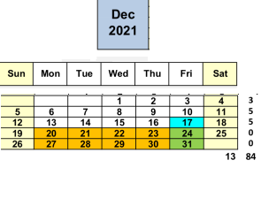 District School Academic Calendar for Wren Avenue Elementary for December 2021