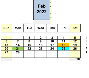 District School Academic Calendar for Wren Avenue Elementary for February 2022