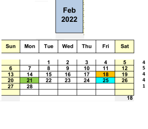 District School Academic Calendar for Diablo Day Community for February 2022