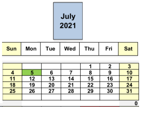 District School Academic Calendar for Oak Grove Middle for July 2021