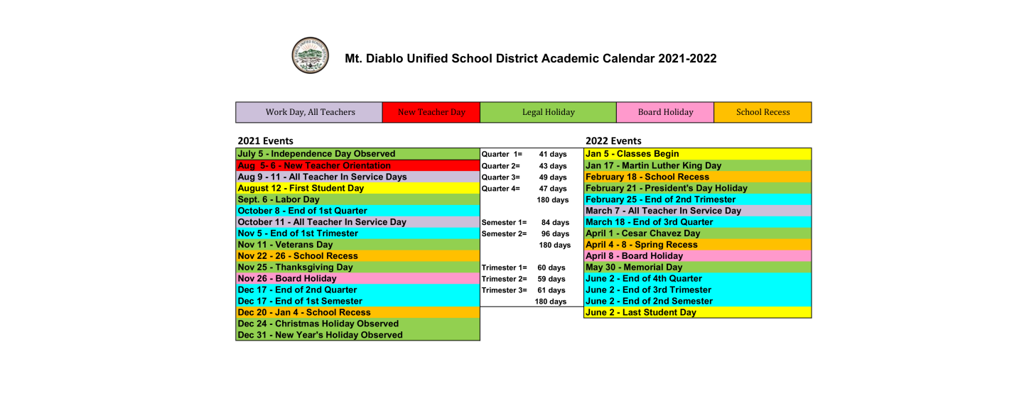 District School Academic Calendar Key for Horizons Alternative