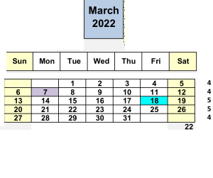District School Academic Calendar for Horizons Alternative for March 2022