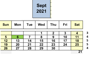 District School Academic Calendar for Horizons Alternative for September 2021