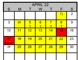 District School Academic Calendar for Watson Junior High for April 2022