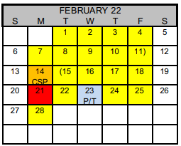 District School Academic Calendar for Watson Junior High for February 2022