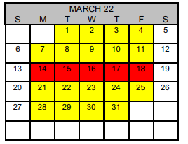 District School Academic Calendar for Dillman Elementary for March 2022