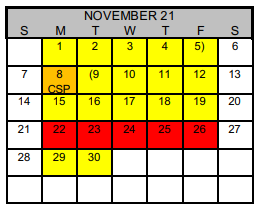 District School Academic Calendar for Watson Junior High for November 2021