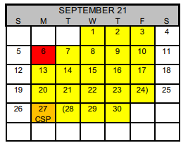 District School Academic Calendar for Dillman Elementary for September 2021