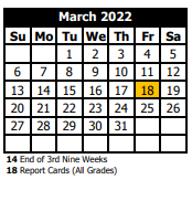 District School Academic Calendar for Blackmon Road Middle School for March 2022