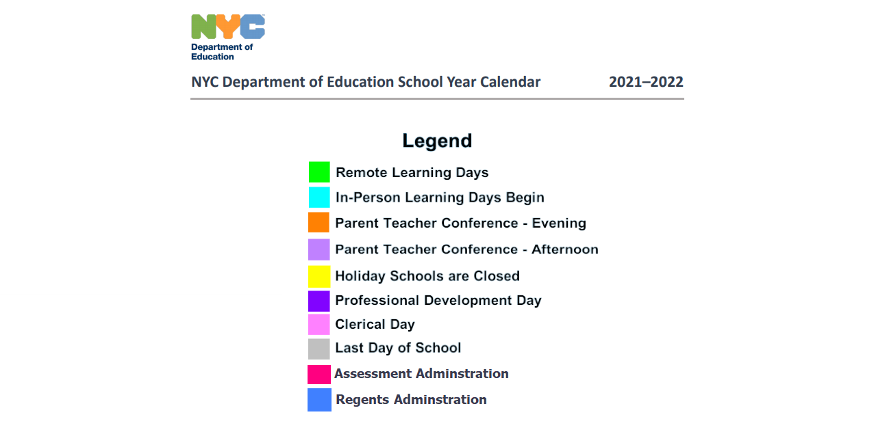 District School Academic Calendar Key for P.S. 100 Glen Morris School