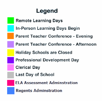 District School Academic Calendar Legend for Young Womens Leadership School