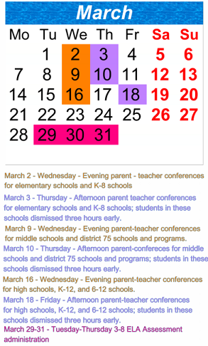 District School Academic Calendar for P.S. 161 Pedro Albizu Campos School for March 2022