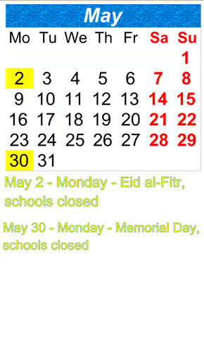 District School Academic Calendar for John Adams High School for May 2022