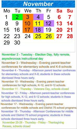 District School Academic Calendar for P.S.  19 Asher Levy School for November 2021