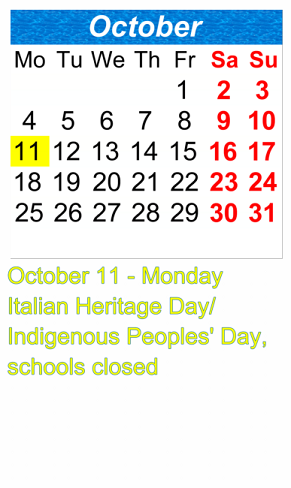 District School Academic Calendar for Benjamin N. Cardozo High School for October 2021