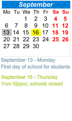 District School Academic Calendar for P.S.  87 William Sherman School for September 2021