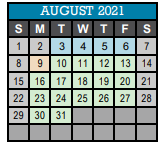 District School Academic Calendar for Mnps Middle College @ Nashville St Com College for August 2021