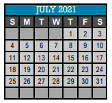 District School Academic Calendar for West End Middle School for July 2021
