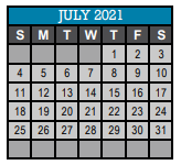 District School Academic Calendar for Una Elementary School for July 2021