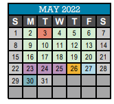 District School Academic Calendar for Bellshire Elementary Design Center for May 2022