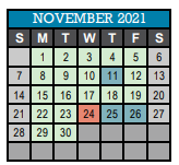 District School Academic Calendar for Bordeaux Elementary Enhanced Option for November 2021