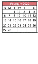 District School Academic Calendar for Natalia Junior High for February 2022