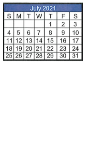 District School Academic Calendar for Natalia Junior High for July 2021