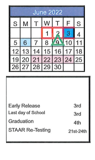 District School Academic Calendar for Natalia Elementary for June 2022