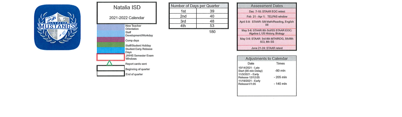 District School Academic Calendar Key for Natalia Early Child Ctr