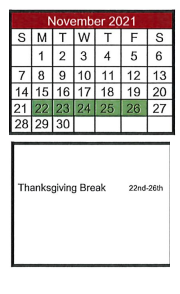District School Academic Calendar for Natalia Elementary for November 2021