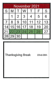 District School Academic Calendar for Natalia Early Child Ctr for November 2021