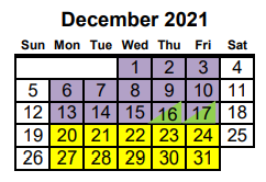 District School Academic Calendar for Project Ready At Navasota Carver L for December 2021