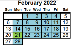 District School Academic Calendar for Project Ready At Navasota Carver L for February 2022
