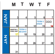 District School Academic Calendar for Barnett School for January 2022