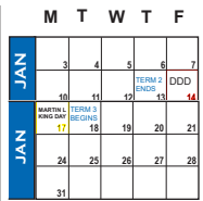 District School Academic Calendar for Springville Middle for January 2022