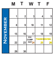 District School Academic Calendar for Springville Middle for November 2021