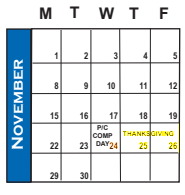 District School Academic Calendar for Spring Lake School for November 2021