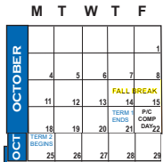 District School Academic Calendar for Springville Middle for October 2021