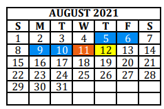 District School Academic Calendar for Alternative Education School for August 2021