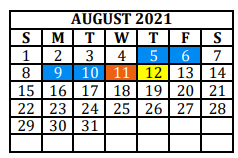 District School Academic Calendar for Central Middle for August 2021